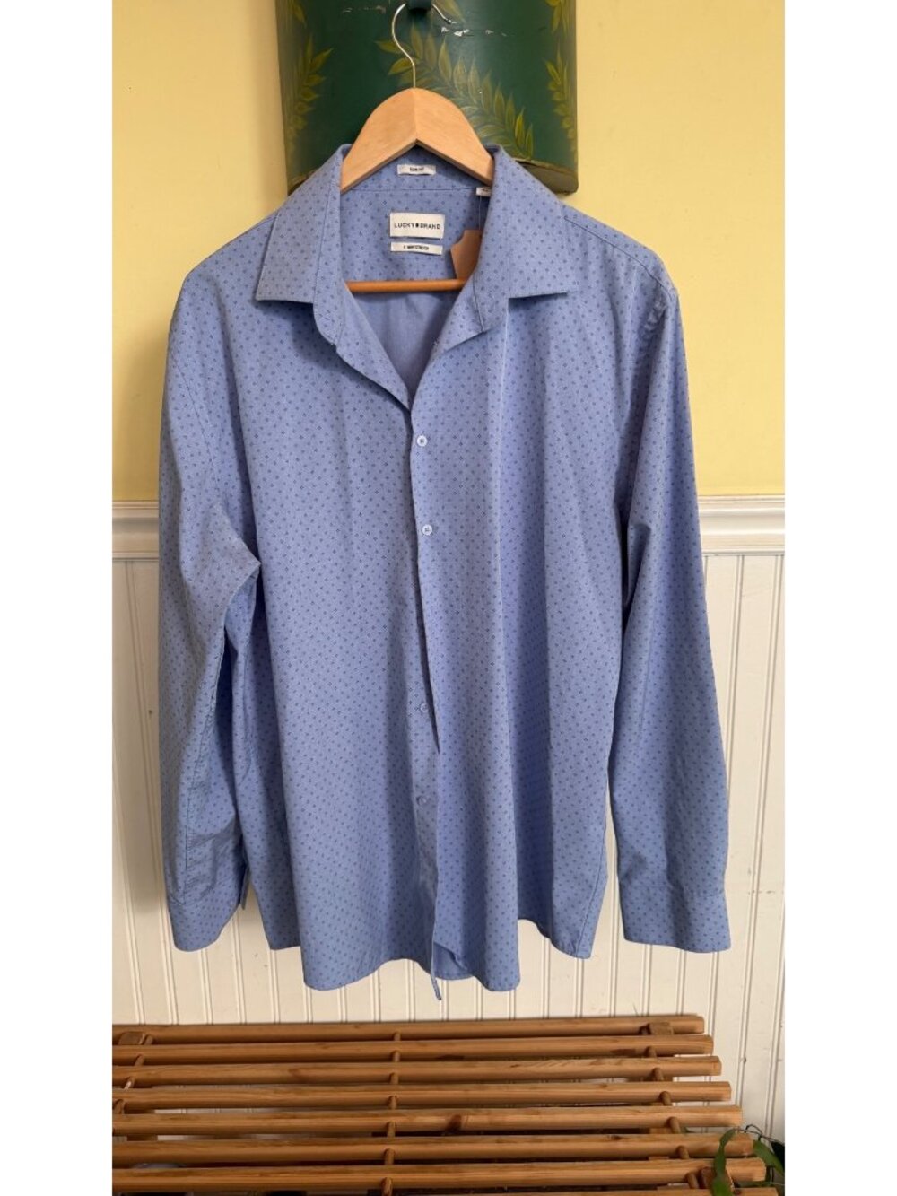 Lucky Brand Mens Slim Fit Long Sleeve Button-Up Shirt XL Blue